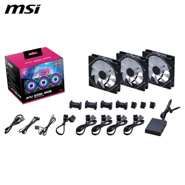 MSI MPG EZ120 ARGB-B KASA FANI+KONTROL ÜNİTESİ 3-lü paket ürün görseli