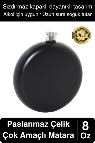 Limited Edition 8 Oz Siyah Paslanmaz Çelik Sızdırmaz Alkol İçecek Kamp Cep Su Matarası Dayanıklı