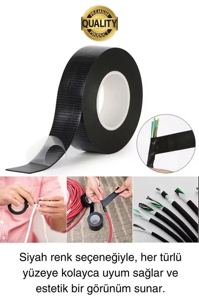 Süper Güçlü 5 Adet Siyah Kauçuk Kendinden Eriyen Bant Elektrik Sızdırmazlık Bandı 5 mt 1.9 cm - Resim 2