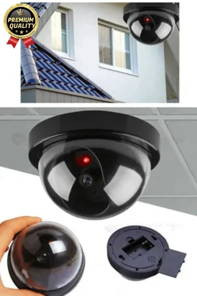 Deluxe 5 Metre Harekete Duyarlı Pilli Yanıp Sönen Kırmızı Işıklı Caydırıcı Dome Güvenlik Kamerası - 5
