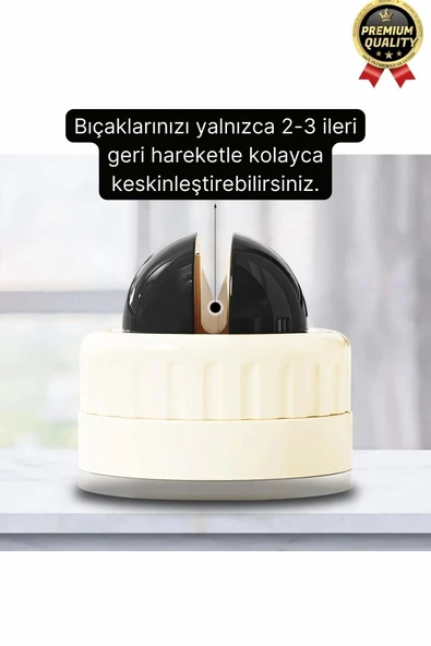 Premium Pratik Keskin Makas Şef Mutfak Paslanmaz Vantuzlu Mini Bıçak Bileme Aparatı Aleti - 1 Adet - 5