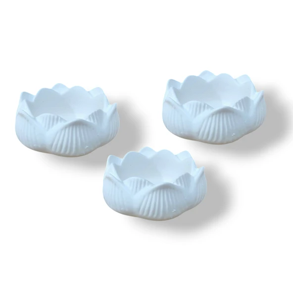 3 adet Lotus Çiçeği Şeklinde Mumluk ürün görseli 1