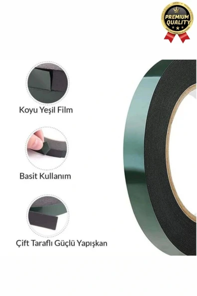 Premium Ultra Güçlü İz Bırakmaz Elastik Yapılı Çift Taraflı Akrilik Köpük Bant 36mm - 10m - 10 Adet - 4