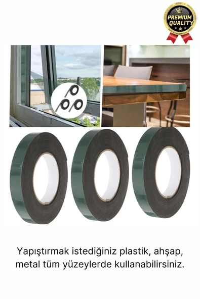 Premium Ultra Güçlü İz Bırakmaz Elastik Yapılı Çift Taraflı Akrilik Köpük Bant 36mm - 10m - 10 Adet - 6