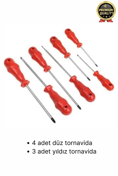 Üstün Kalite Dayanıklı Pratik Ergonomik Vidalama Tamir Tamirat Düz Ve Yıldız 7 Parça Tornavida Seti - 2