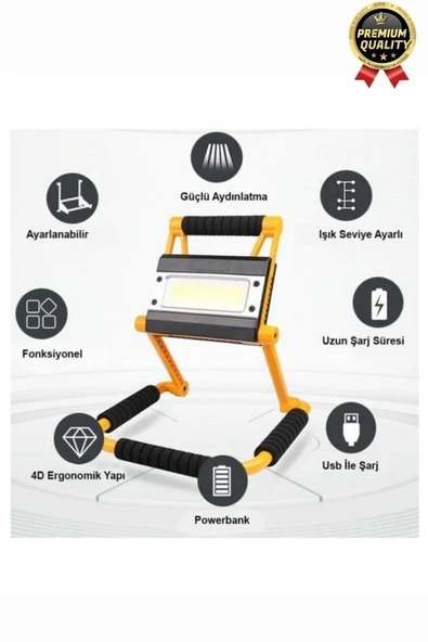 Özel Üretim Taşınabilir 3 Modlu 6500K Renk Sıcaklığı 20W Led 1300 Lümen Ayaklı Projektör Aydınlatma - 3