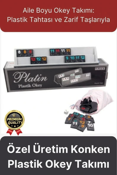 Premium Kaliteli Eğlence Hobi Çizilmeye Dayanıklı Silinebilir Büyük Boy Konken Plastik Okey Takımı