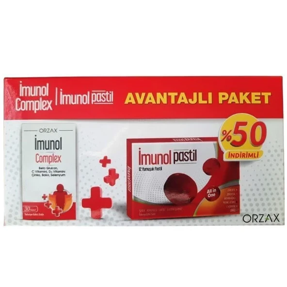 Orzax İmunol Complex 30 Kapsül ve İmunol Soft 12 Pastil ürün görseli