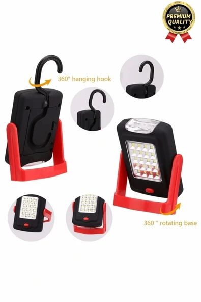 Premium Kancalı Asılabilir Mıknatıslı Pilli Beyaz Işık 50 Metre Mesafeli 20+3 SMD Parlak Led Lamba - 2