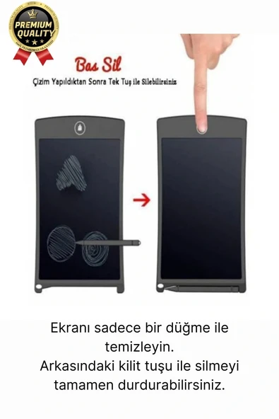 Kolay Kullanım Dayanıklı Lcd Ekranlı Kalemli Dijital Akıllı Çocuk Yazı Boyama Çizim Tableti 8,5 Inç - 3