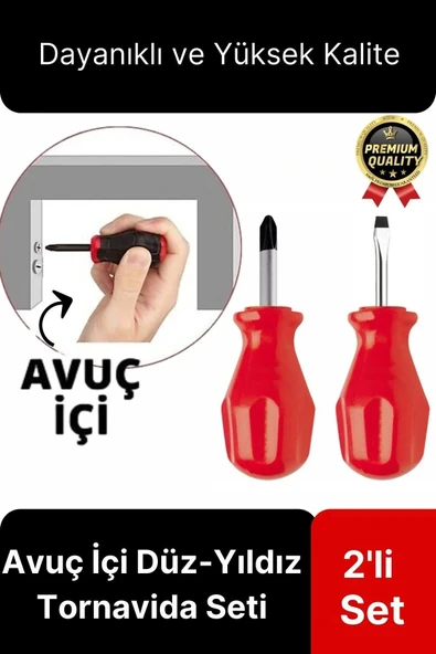Özel Üretim Kaliteli Dayanıklı Ergonomik Tadilat Vidalama Avuç İçi Düz Yıldız 2'li Tornavida Seti
