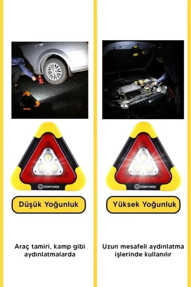 Premium Güneş Enerjili Güçlü Işık 3 Ledli Solar Üçgen Refluj Reflektör Acil Durum Uyarı Lambası - 3