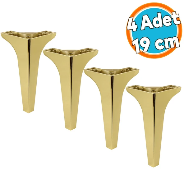 Mobilya Kanepe Sehpa TV Ünitesi Koltuk Ayağı 19 cm Altın Gold Baza Ayak 4 Adet ürün görseli
