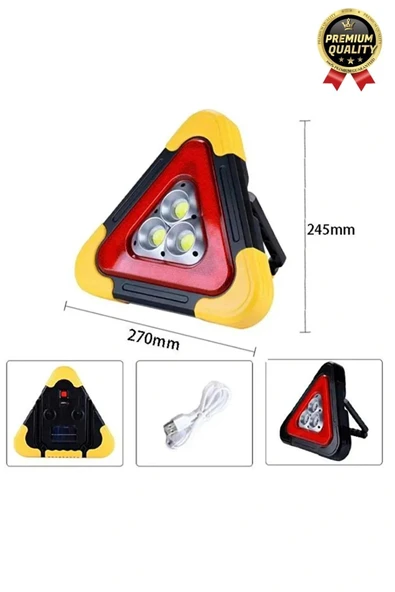 Premium Güneş Enerjili Güçlü Işık 3 Ledli Solar Üçgen Refluj Reflektör Acil Durum Uyarı Lambası - 5