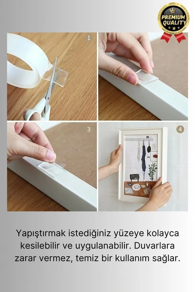 Çok Amaçlı İzolasyon Hava Su Sızdırmaz Çift Taraflı Silikon Şeffaf Nano Bant 18mm x 1.5m - 3 Adet - 4