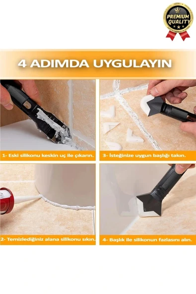 Çok Amaçlı Mutfak Banyo Fayans Derz Silikon Temizleme Kazıyıcı Sıyırıcı Ve Uygulayıcı Aparat 6 Parça - 3
