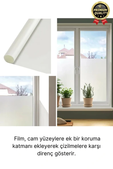 UV Engelleyici İçeriyi Göstermeyen Yapışkan İz Bırakmaz Ofis Ev Buzlu Cam Filmi 5 mt x 60 cm - 5