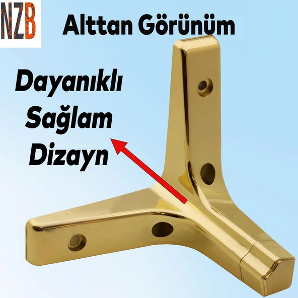 Mobilya Kanepe Sehpa TV Ünitesi Koltuk Ayağı 12 cm Altın Gold Baza Ayak 4 Adet - 3