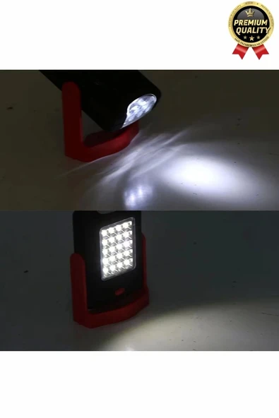 Premium Kancalı Asılabilir Mıknatıslı Pilli Beyaz Işık 50 Metre Mesafeli 20+3 SMD Parlak Led Lamba - 5