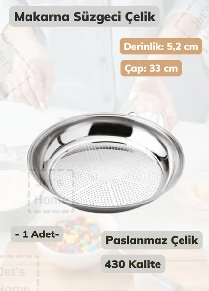 Makarna Süzgeci 33 cm Paslanmaz Çelik Süzgeç İnce