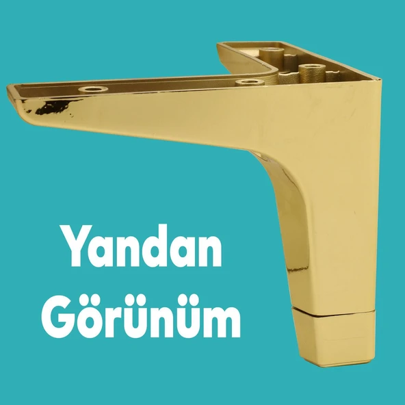 Mobilya Kanepe Sehpa TV Ünitesi Koltuk Ayağı 12 cm Altın Gold Baza Ayak 4 Adet - 5
