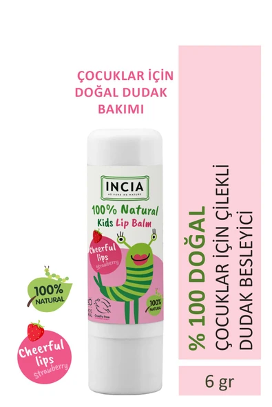 Incia %100 Doğal Kids Dudak Besleyici Çilek Bitkisel Nemlendirici Dudak Bakım Kremi 6 gr - 3