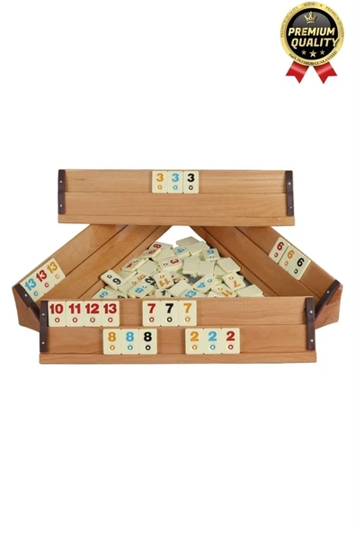 Premium Kaliteli Eğlence Hobi Çizilmeye Dayanıklı Silinebilir Büyük Boy Konken Ahşap Okey Takımı - 2