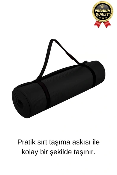 Ultra Konfor Taşıma Askılı Kalın Kaymaz Antibakteriyel Meditasyon Pilates Minderi Yoga Matı 6,5mm - 5