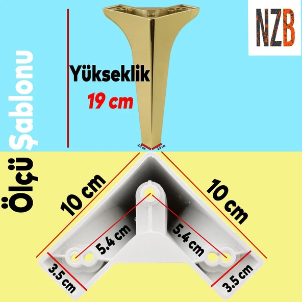 Mobilya Kanepe Sehpa TV Ünitesi Koltuk Ayağı 19 cm Altın Gold Baza Ayak 4 Adet - Resim 2