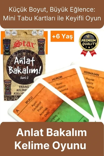 Premium Eğitici Öğretici Kız Erkek Çocuk Aile Anlat Bakalım Kelime Oyunu Mini Tabu Kartları 6+ Yaş