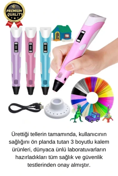 Çok Amaçlı Eğlence Hobi ABS Plastik Filament 3D Çocuk Renkli Üç Boyutlu Çizim Yazıcı Kalem Printer - 3
