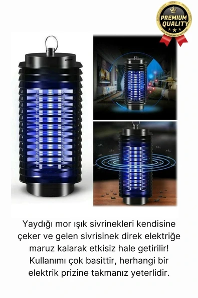 Çok Fonksiyonlu Asılabilir Sessiz Prizli Elektrikli Cız Lamba 220V Mor Işık Kara Sivrisinek Öldürücü - 2