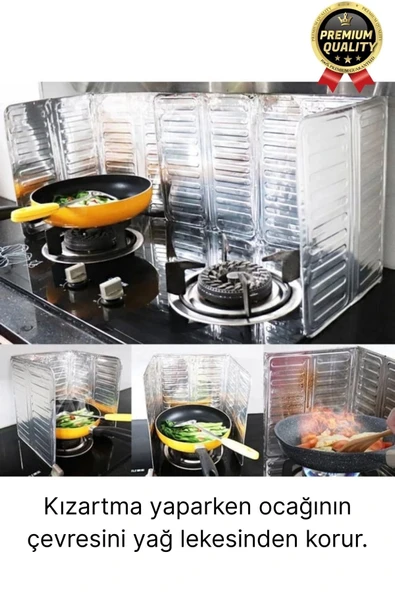 Katlanabilir Kolay Silinir Paslanmaz Ocak Kızartma Pişirme Yağ Sıçrama Koruyucu Alüminyum Paravan - 2