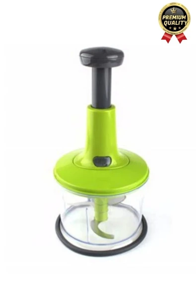 Premium Pratik Paslanmaz Çelik Sebze Meyve Soğan Doğrama Bıçaklı Üstten Basmalı El Rondosu Blender - 5