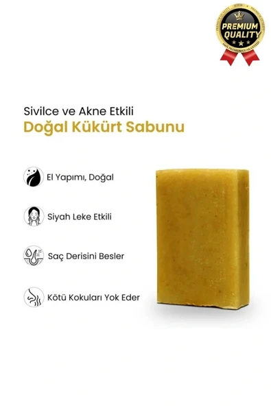 Organik El Yapımı Ferah Koku Cilt Bariyerini Güçlendirir Nemlendirir %100 Doğal Kükürt Sabunu 1 Adet - 2