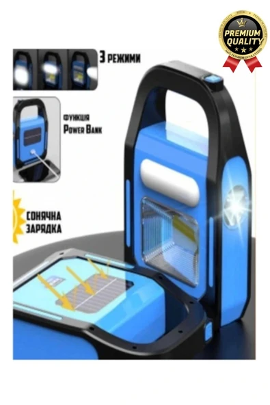 Çok Amaçlı Güneş Enerjili Powerbank USB Şarj Edilebilir Su Geçirmez Solar Işıldak Fener Kamp Lambası - 6