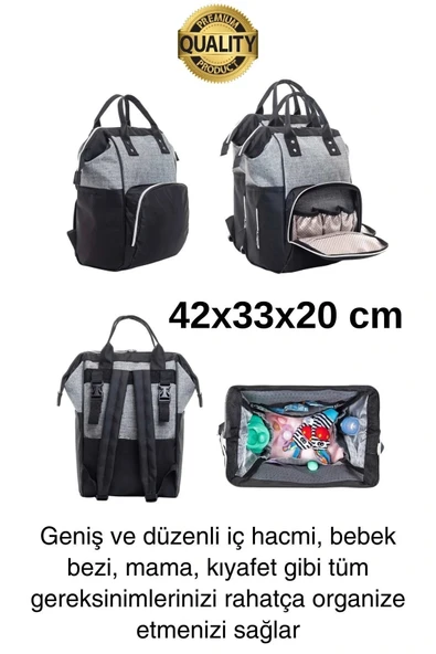 Premium Yeni Sezon Anne Bebek Sırt Çantası Çok Gözlü Termal Biberon Hazneli Askılı Büyük Geniş Rahat - 3