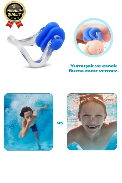 Profesyonel Elastik Silikon Kutulu Yüzme Dalış Uyku için Su Geçirmez Kulak ve Burun Klipsi Tıkacı - 4