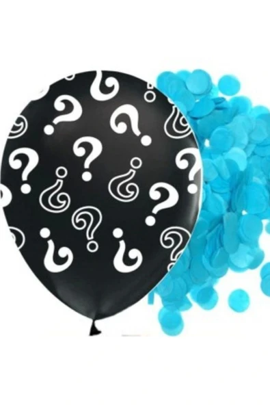 Siyah Soru İşareti Cinsiyet Belirleme Partisi Baby Shower Kız mı Erkek mi 18inç 45cm Konfetili Balon - 2