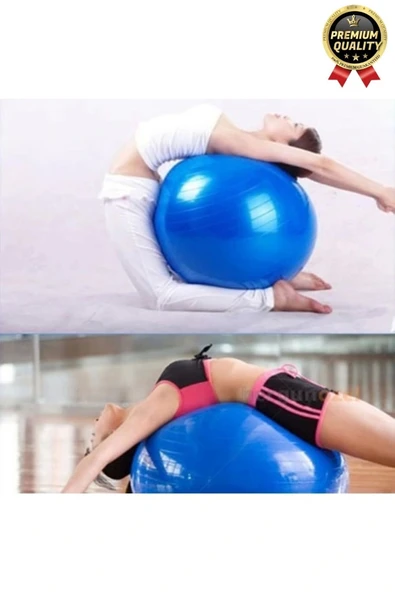 Premium Mini Gymball 20cm Jimnastik Denge Fitness Spor Şişirme Pompası Hediyeli Mavi Pilates Topu - 2