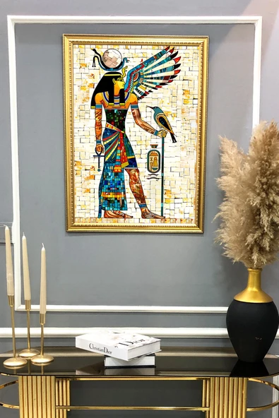 Antik Mısır Desenli Çerçeveli Duvar Tablosu 50x70cm MISIR01 RENKLİ 50 X 70 - 2