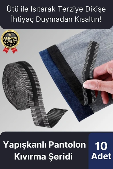 Dayanıklı Polyester Esnek Kendinden Yapışkanlı Pantolon Kumaş Kıvırma Yapıştırma Bandı Şeridi10 Adet