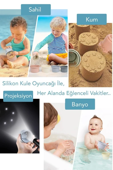 Meleni Baby 7'li Silikon Eğitici Aktivite Oyuncağı - Silikon Aktivite Oyun Kulesi - 5