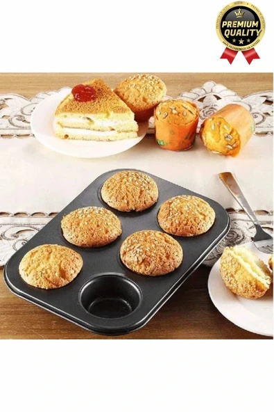 Çok Amaçlı Mutfak Yüksek Isıya Dayanıklı Yıkanabilir Yanmaz Yapışmaz 6’lı Kek Muffin Cupcake Kalıbı - 6