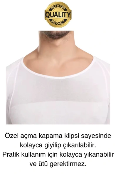 Beyaz Renk Erkek Bel Göğüs Dik Duruş Korsesi Atlet Jinekomasti Göbek Sıkılaştırıcı Toparlayıcı - 6