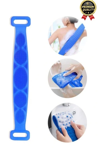Yıkanabilir Back Scrubber Masaj Etkili Silikon Çift Taraf Duş Lifi Banyo Sırt Kesesi Büyük Boy 70cm - 2