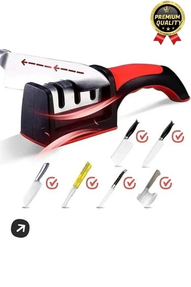 Profesyonel Ergonomik Pratik Keskin Paslanmaz Çelik Şef Mutfak 3 Kademeli Kolay Bıçak Bileme Aleti - 7