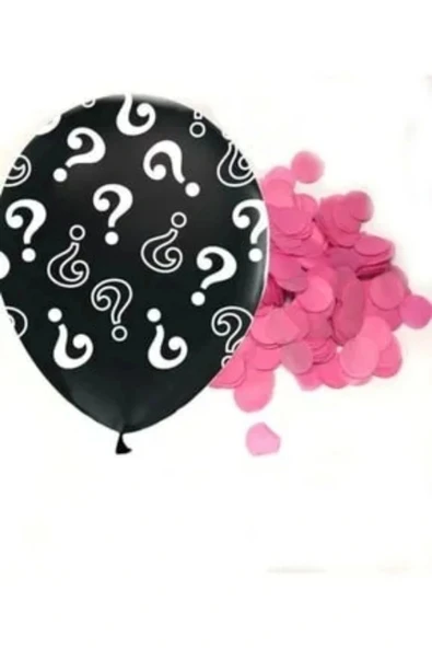 Siyah Soru İşareti Cinsiyet Belirleme Partisi Baby Shower Kız mı Erkek mi 18inç 45cm Konfetili Balon - 2