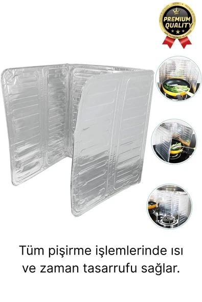 Katlanabilir Kolay Silinir Paslanmaz Ocak Kızartma Pişirme Yağ Sıçrama Koruyucu Alüminyum Paravan - 3