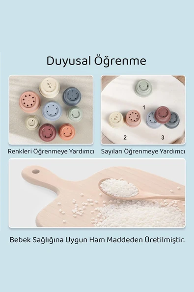 Meleni Baby 7'li Silikon Eğitici Aktivite Oyuncağı - Silikon Aktivite Oyun Kulesi - 4